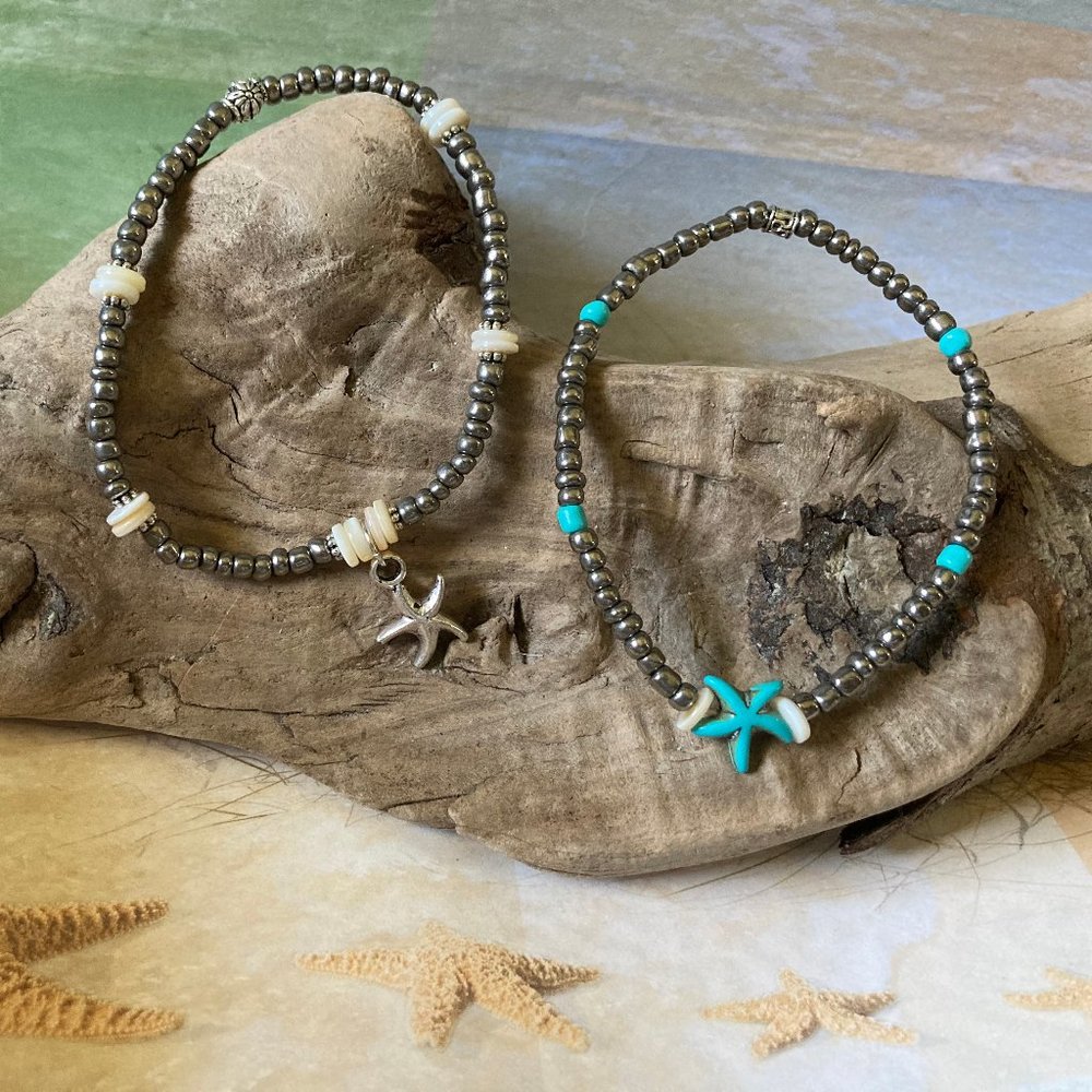 Boho Starfish Beaded Stretch Beach Anklet